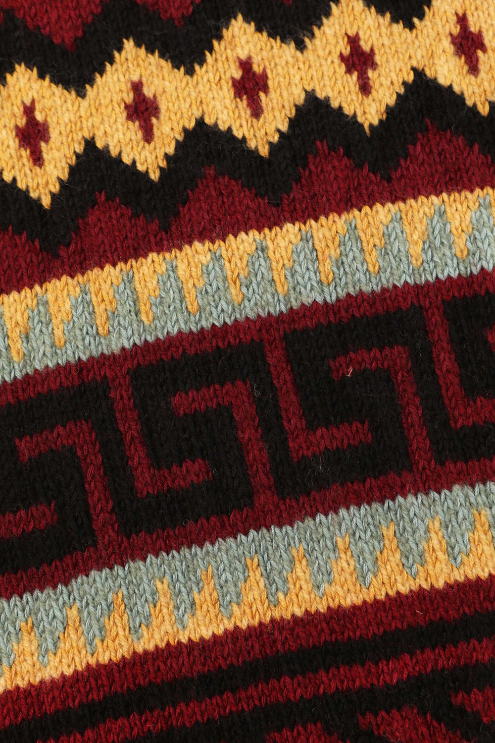 Weston Knit Poncho Burgundy Intarsia