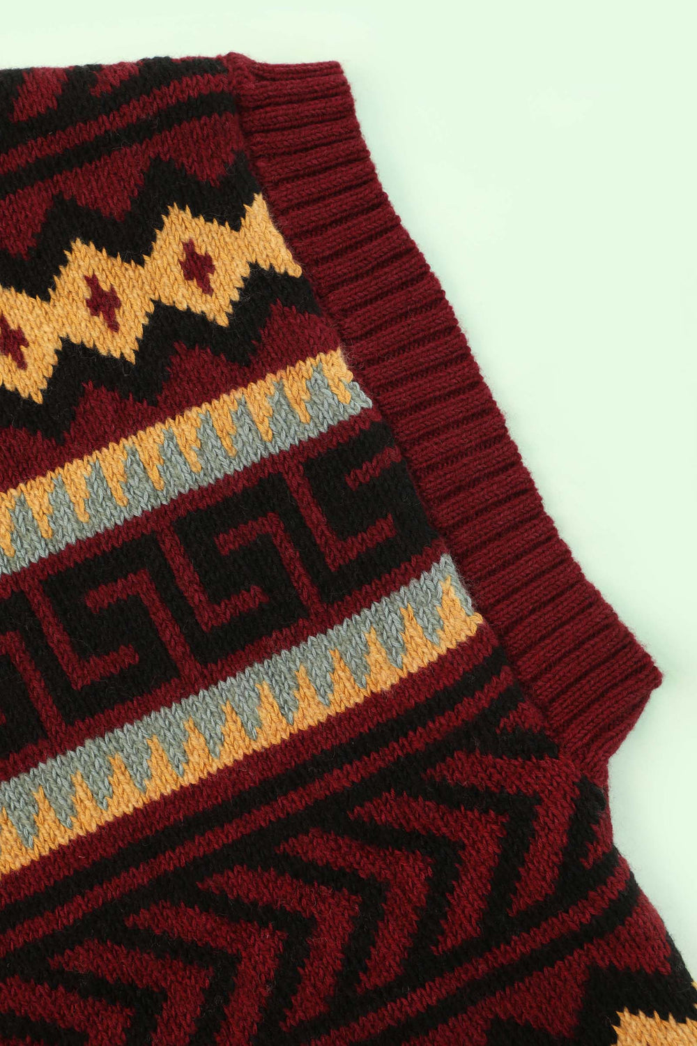 Weston Knit Poncho Burgundy Intarsia
