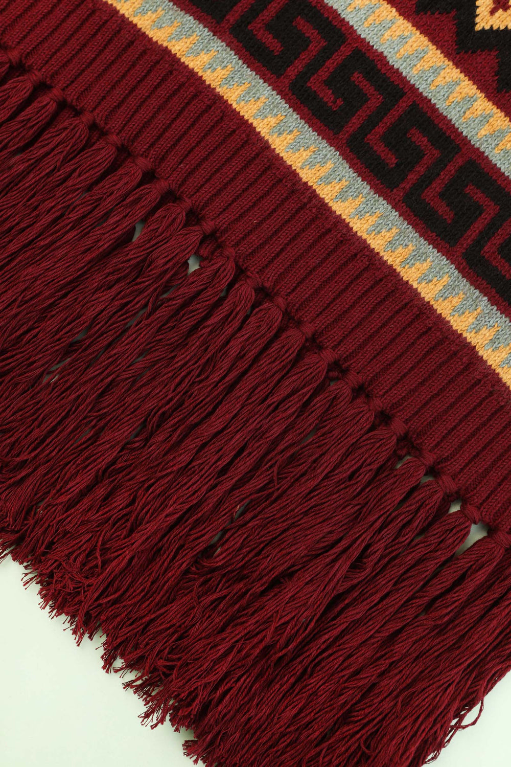 Weston Knit Poncho Burgundy Intarsia