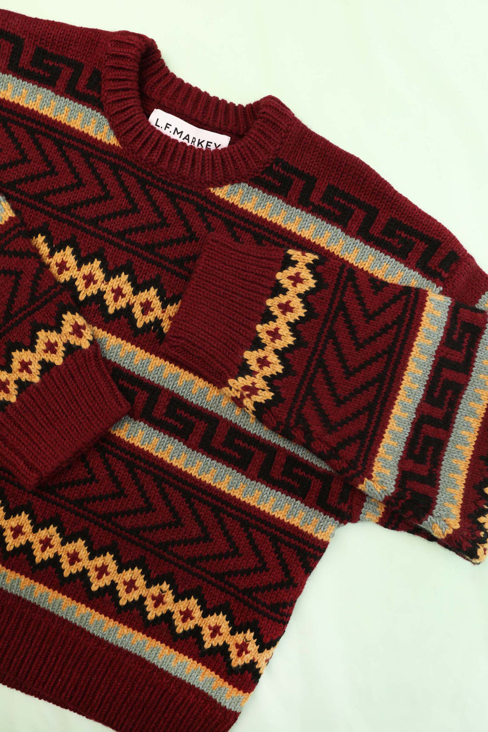 Bjorn Knit Burgundy Intarsia