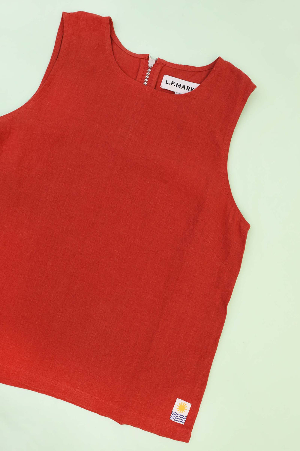 BASIC LINEN VEST PAPRIKA