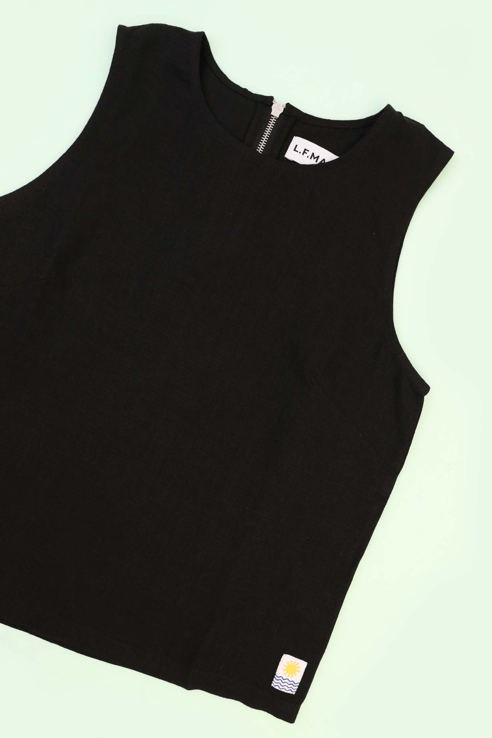 BASIC LINEN VEST BLACK