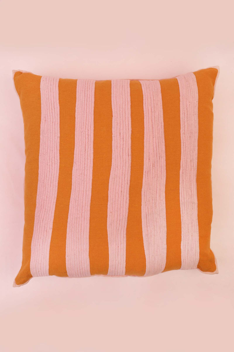 Solstice Cushion Stripe Pink Ochre
