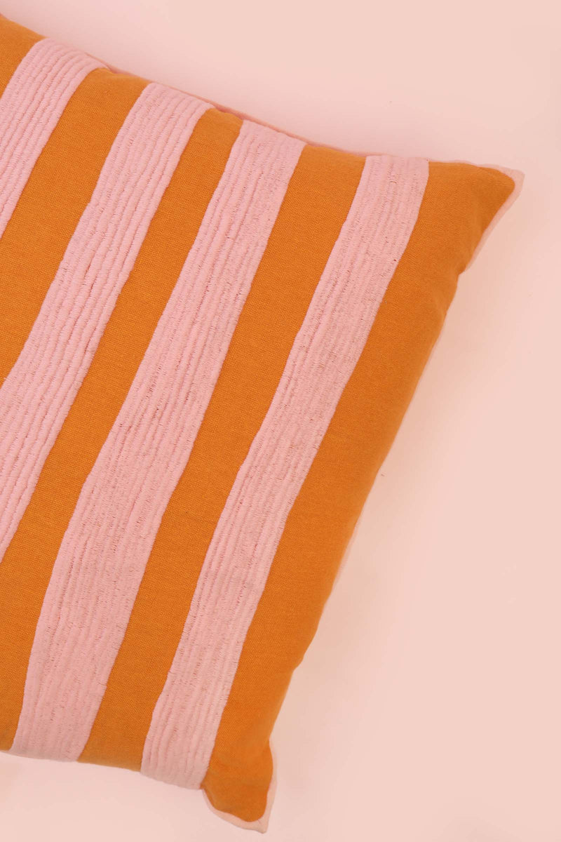 Solstice Cushion Stripe Pink Ochre