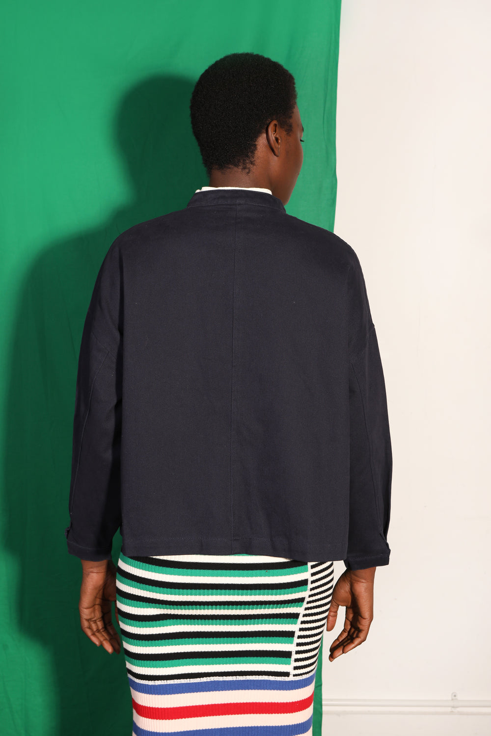 Wide Chore Coat Navy Drill