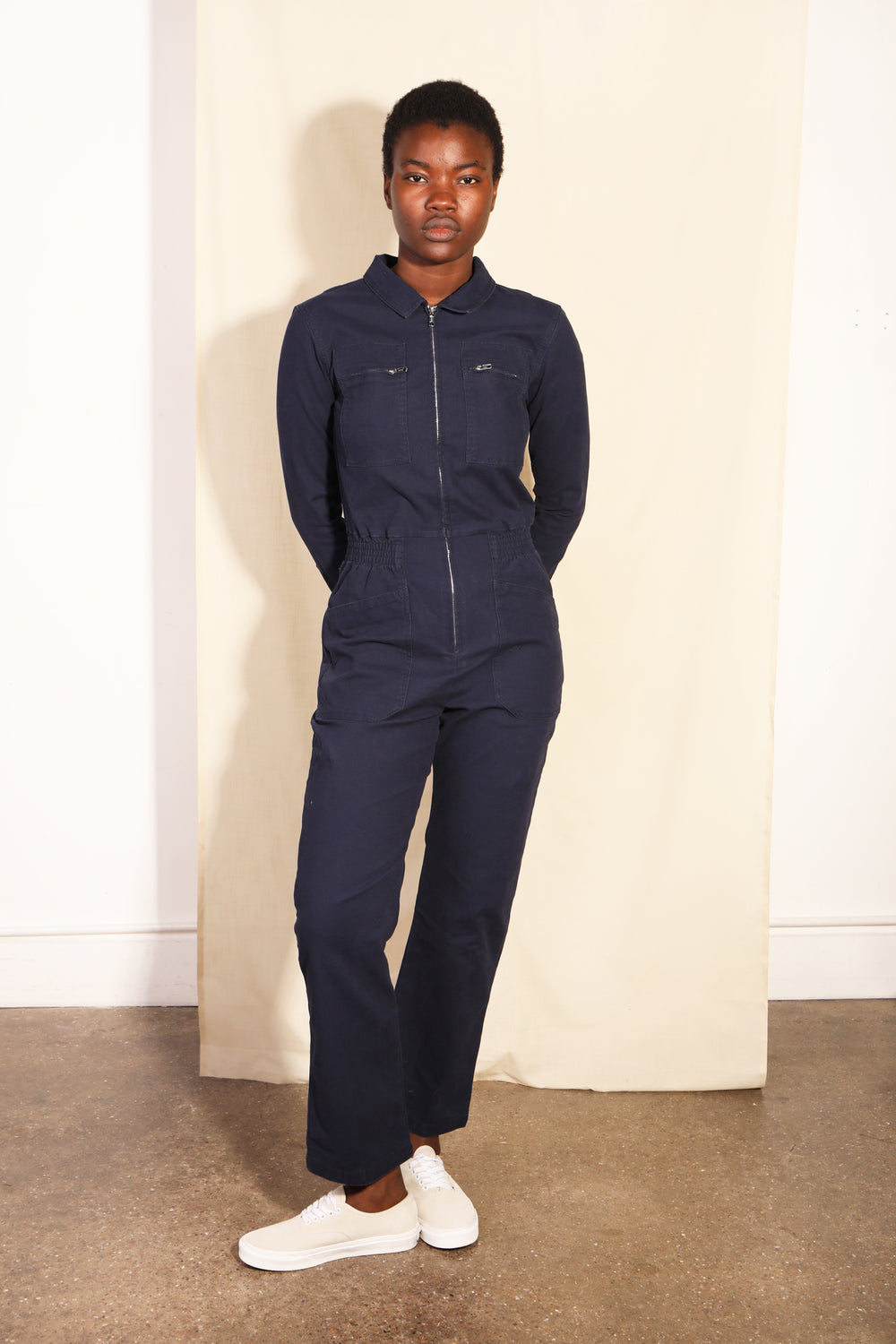 Danny Stretch Canvas Boilersuit Navy