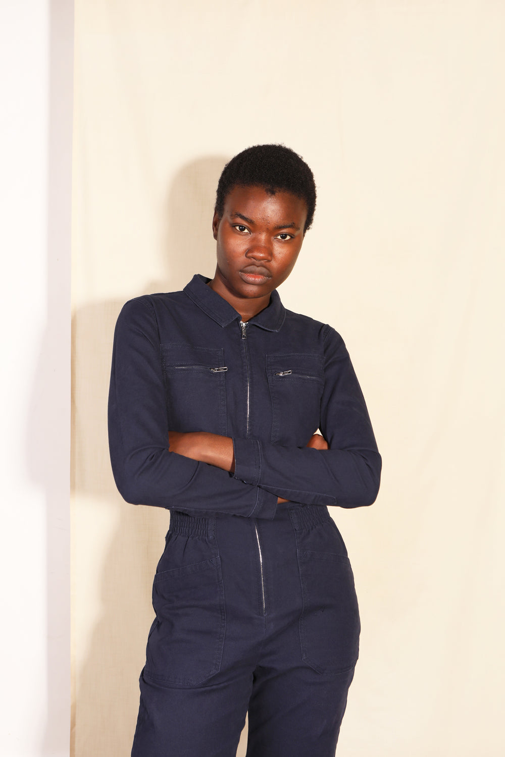 Danny Stretch Canvas Boilersuit Navy