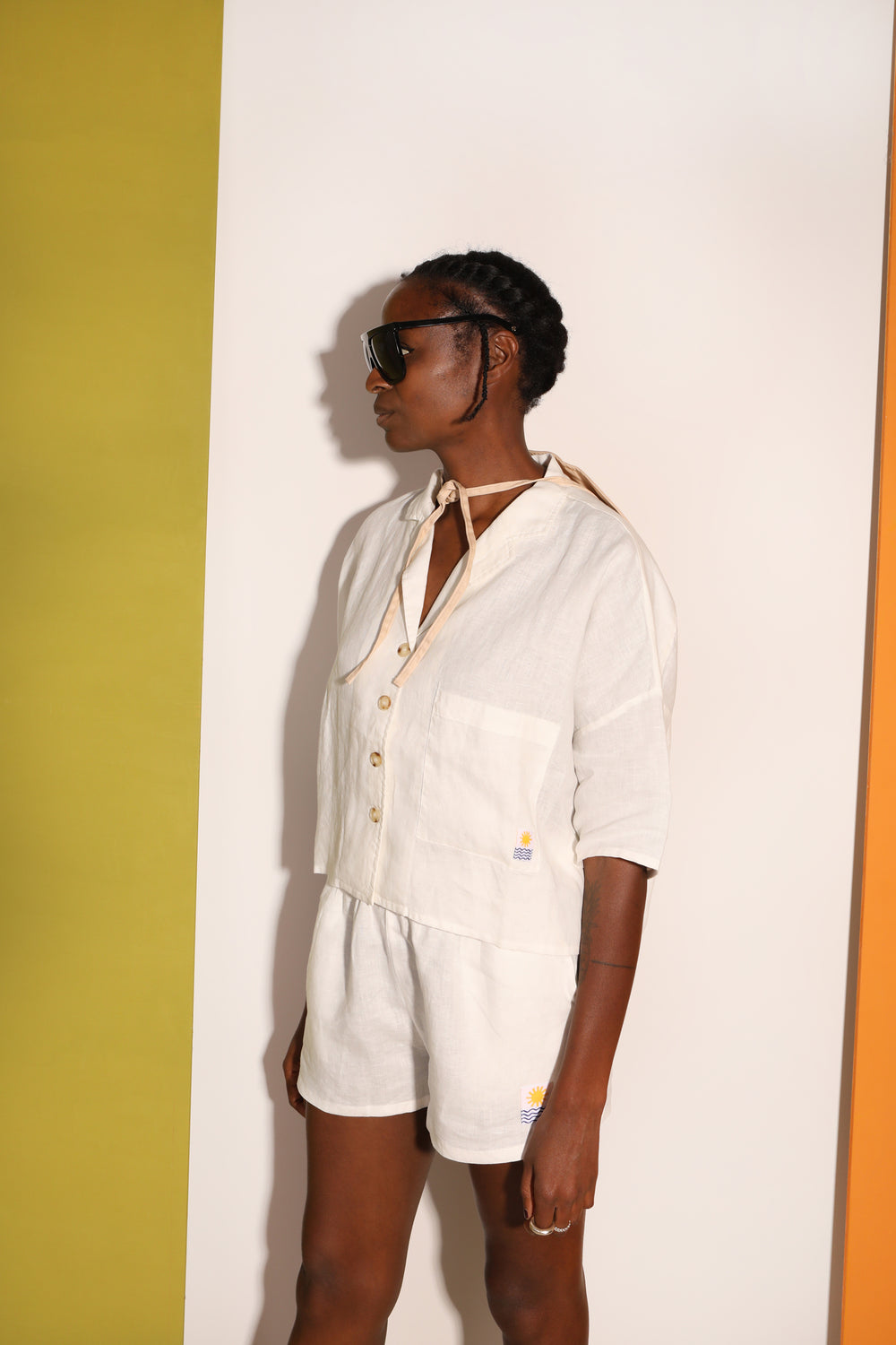 Basic Linen Shorts Ivory