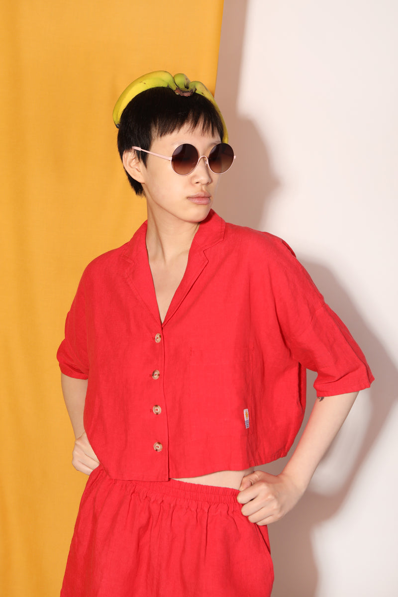 Maxim Linen Shirt Vermillion