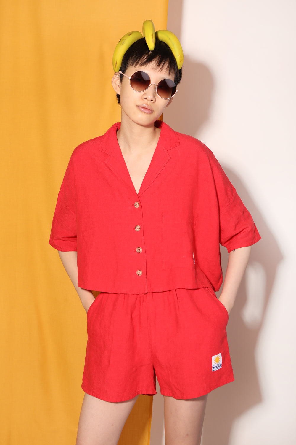 Basic Linen Shorts Vermillion