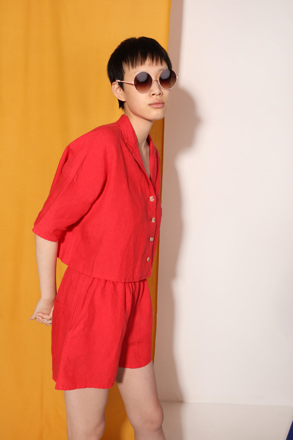 Basic Linen Shorts Vermillion