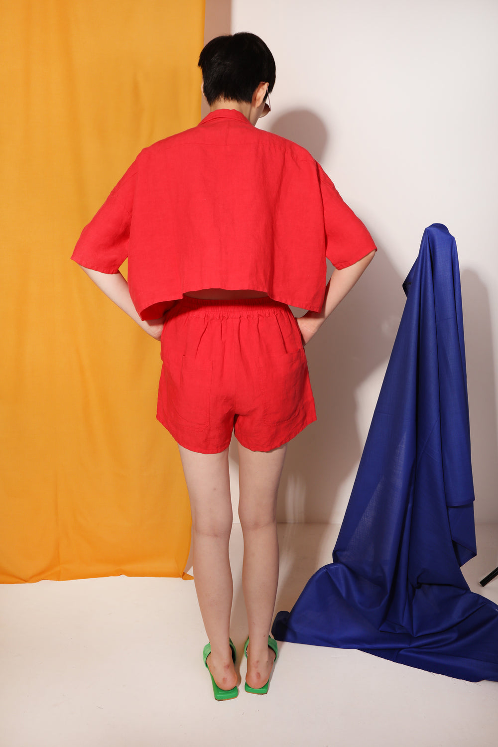 Basic Linen Shorts Vermillion