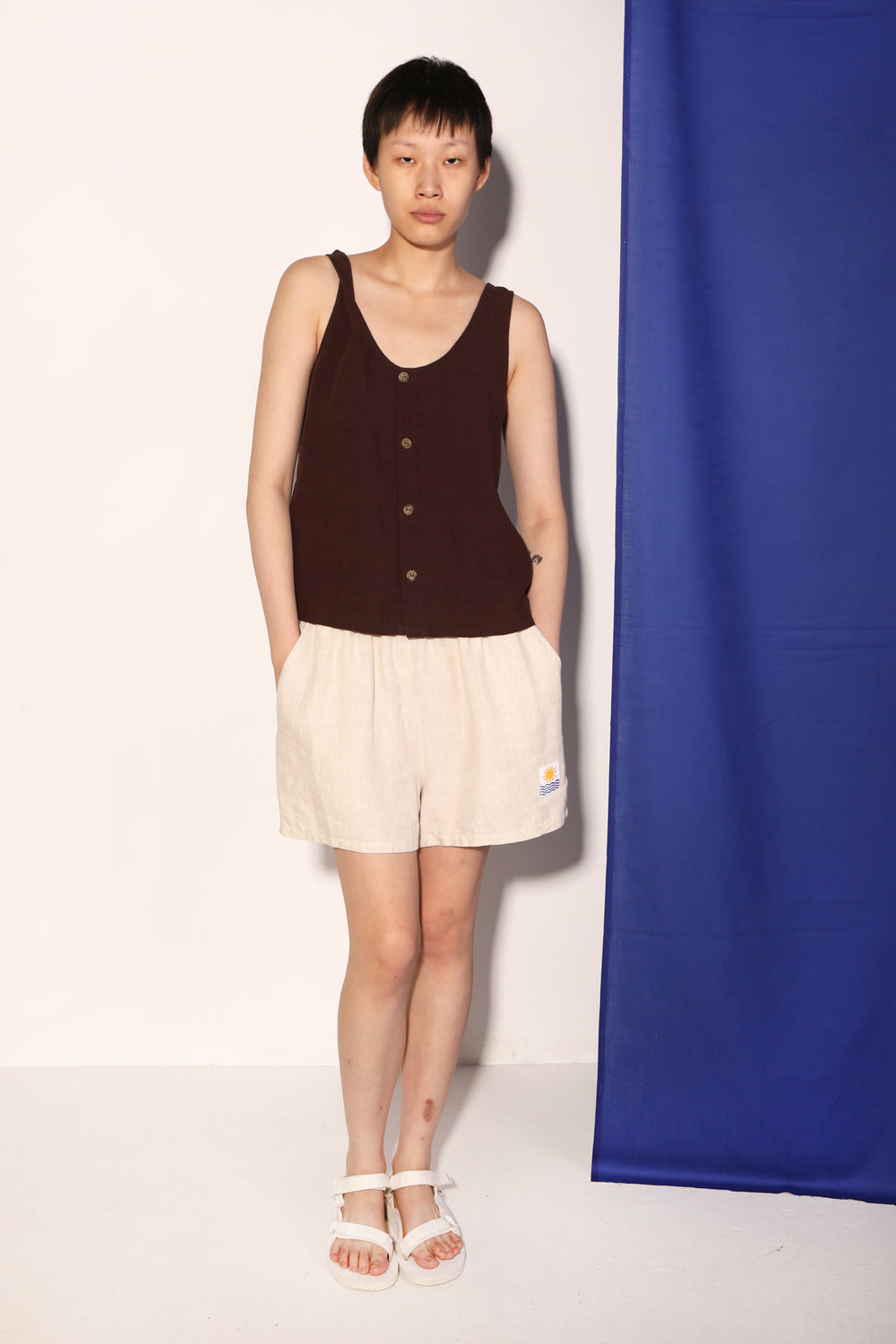 Basic Linen Shorts Cream