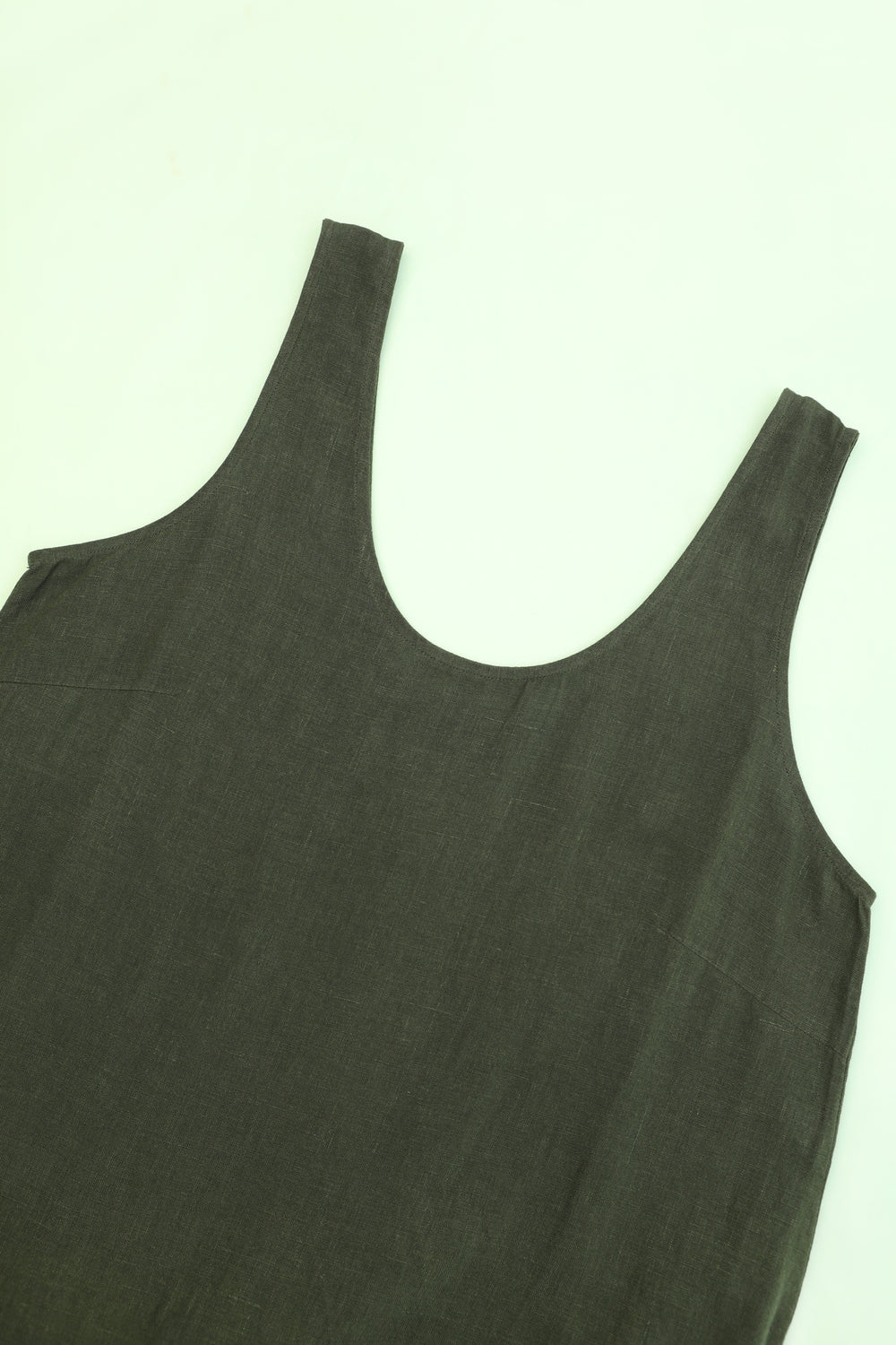 Basic Linen Shift Dress Hunter Green