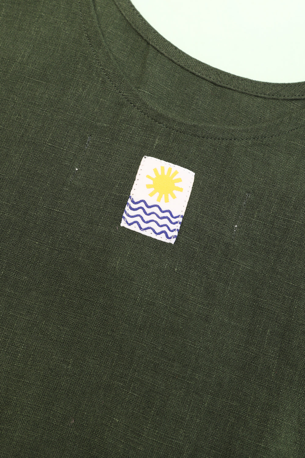 Basic Linen Shift Dress Hunter Green