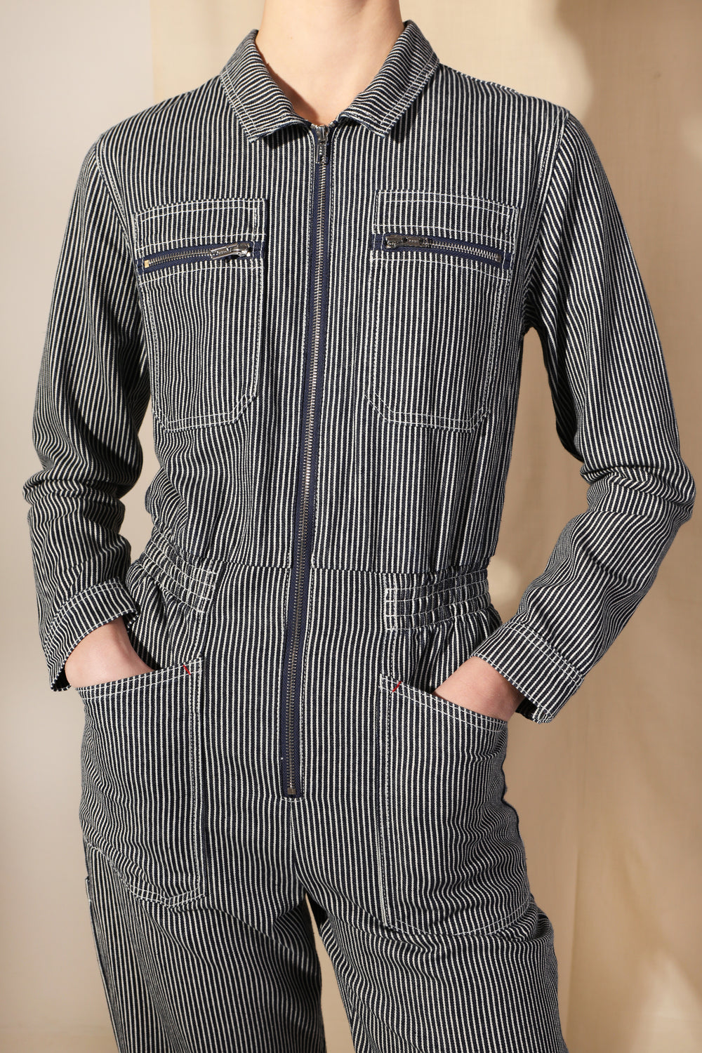 Danny Longsleeve Boilersuit Indigo Stripe