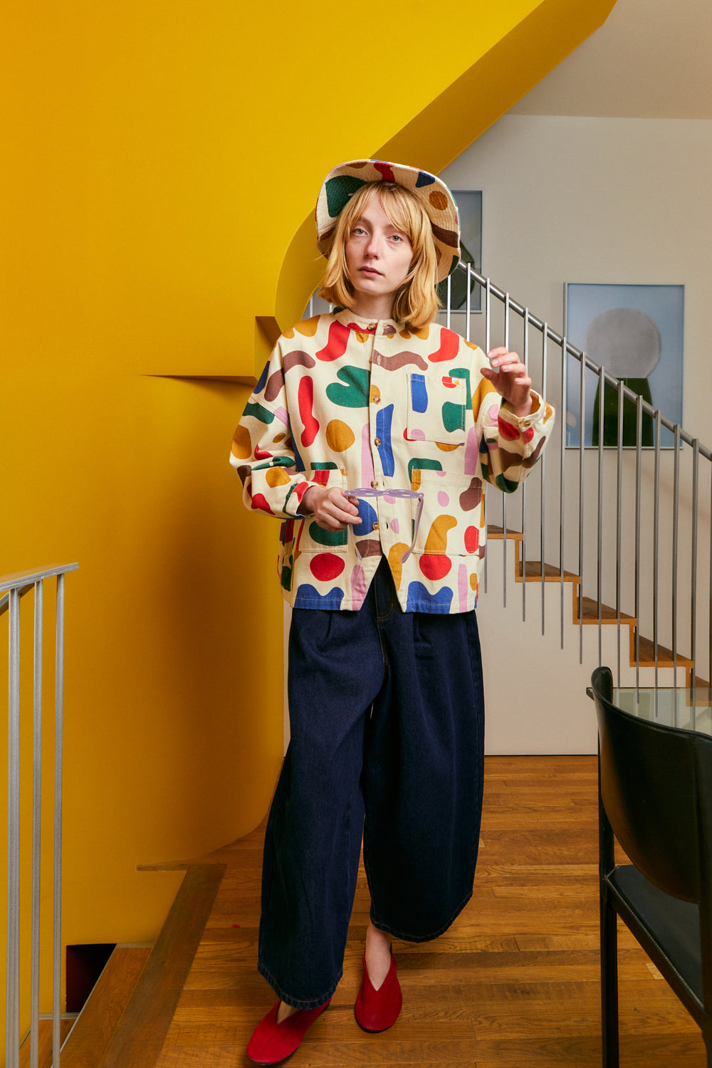Oversized Chore Coat Palette Print