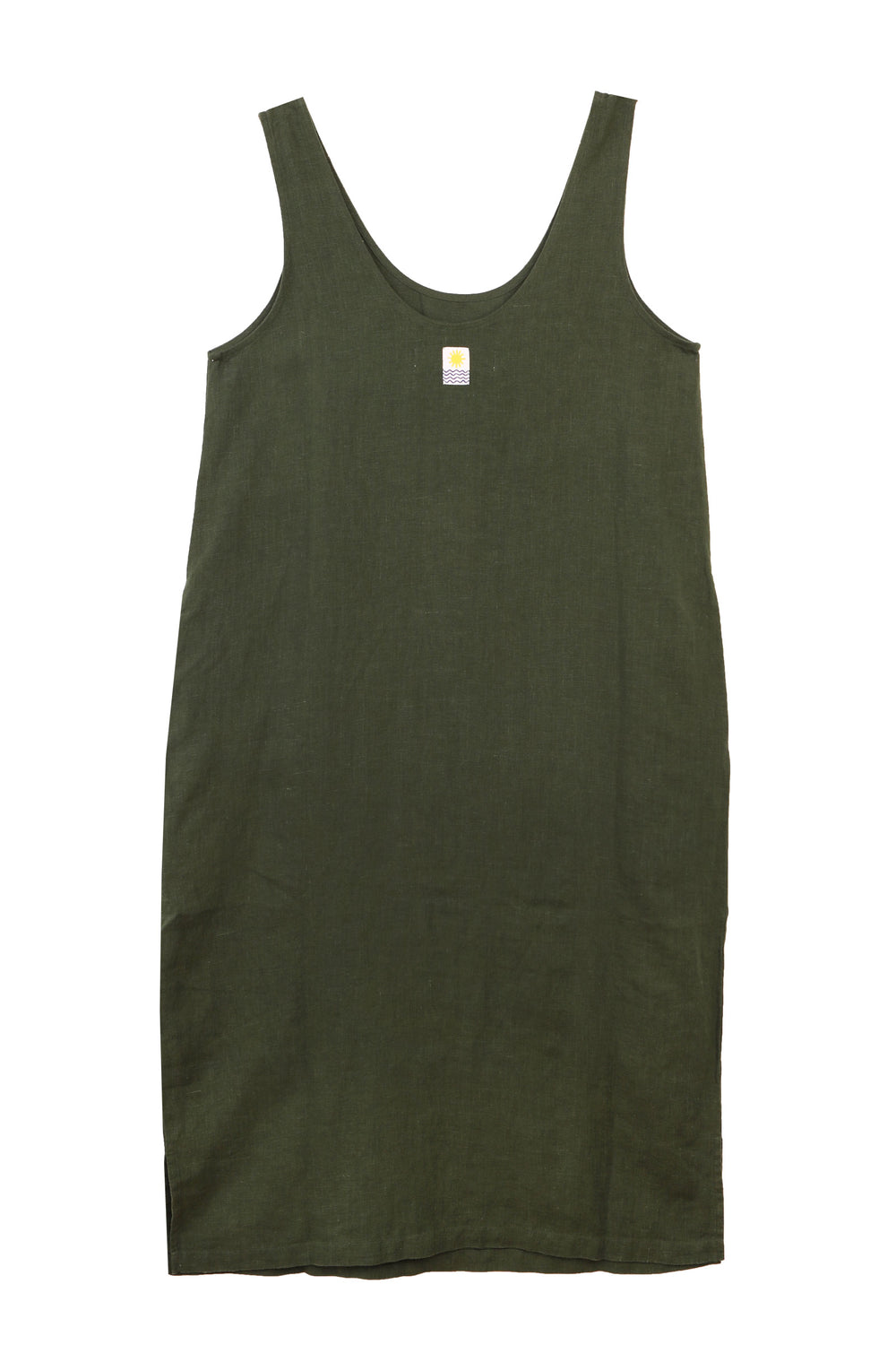 Basic Linen Shift Dress Hunter Green