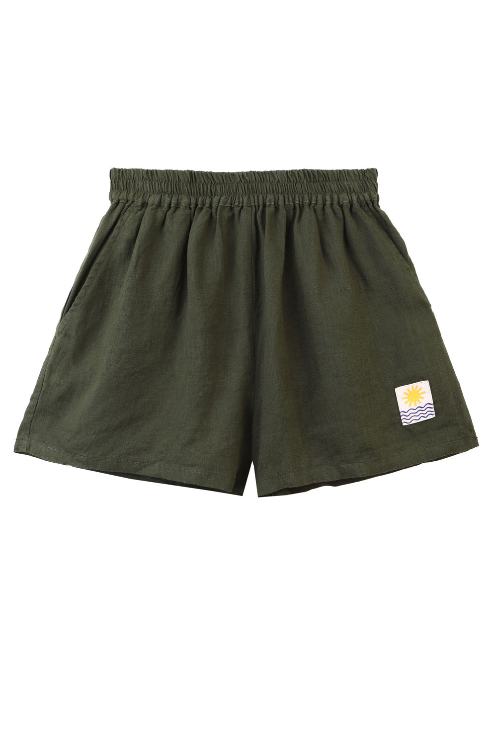 Basic Linen Shorts Hunter Green