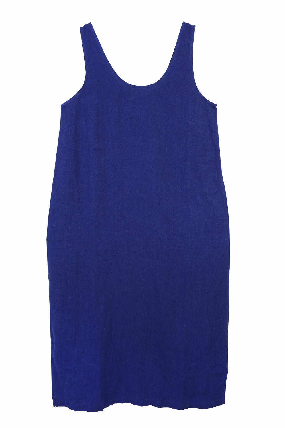 BASIC LINEN SHIFT DRESS COBALT