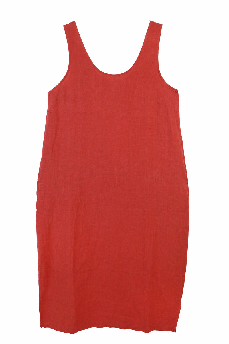 BASIC LINEN SHIFT DRESS PAPRIKA