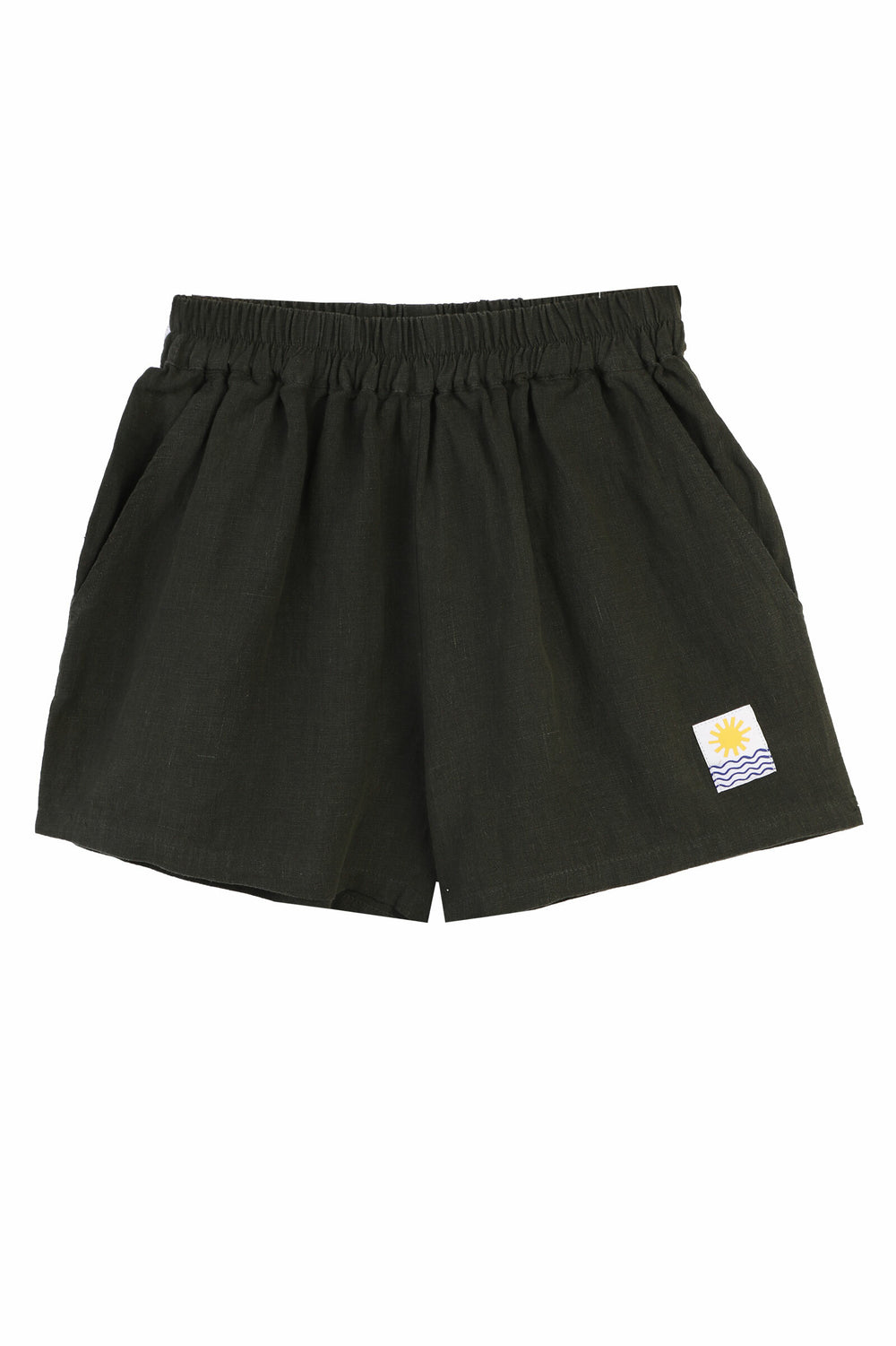 BASIC LINEN SHORTS DARK FOREST