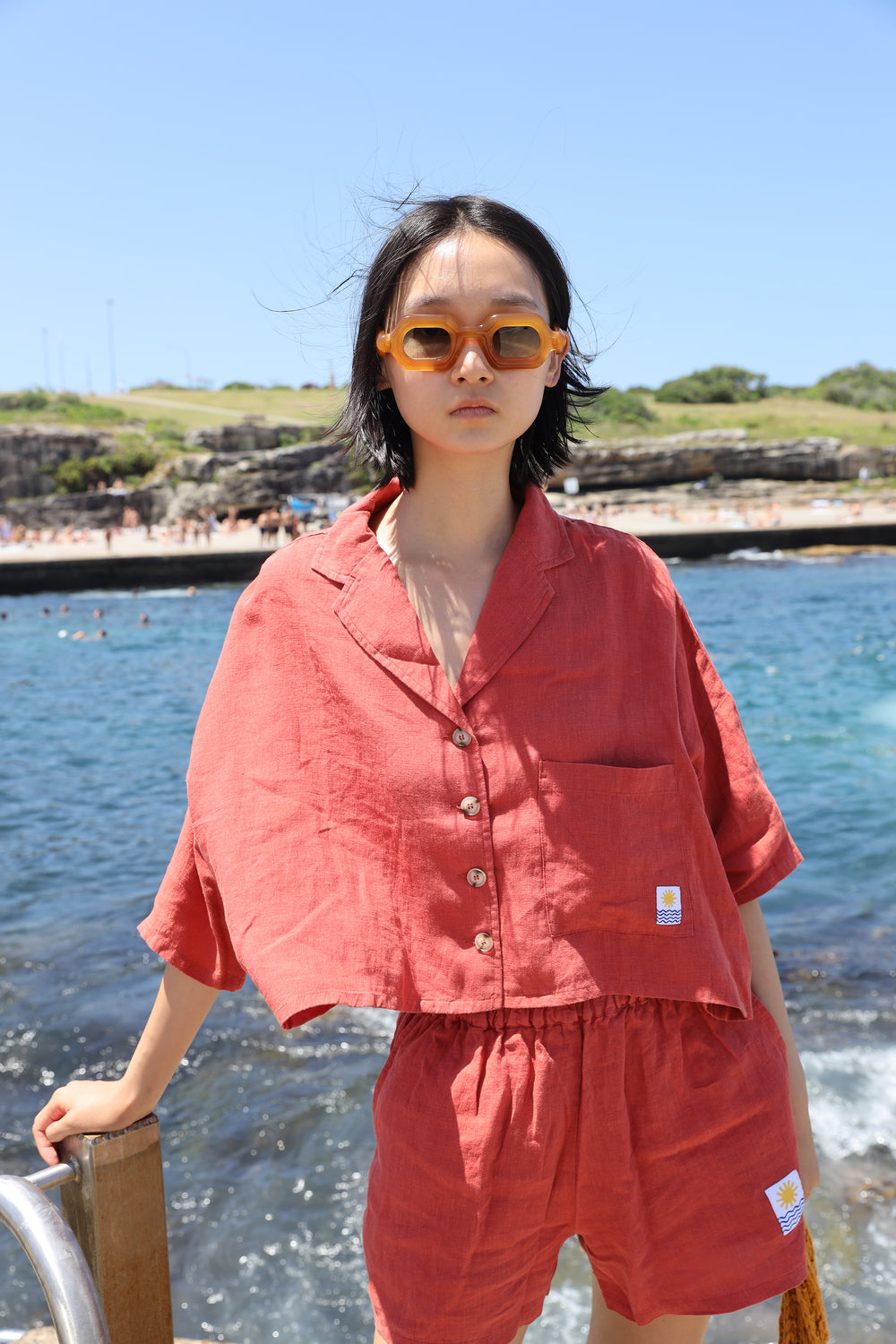 BASIC LINEN SHORTS PAPRIKA