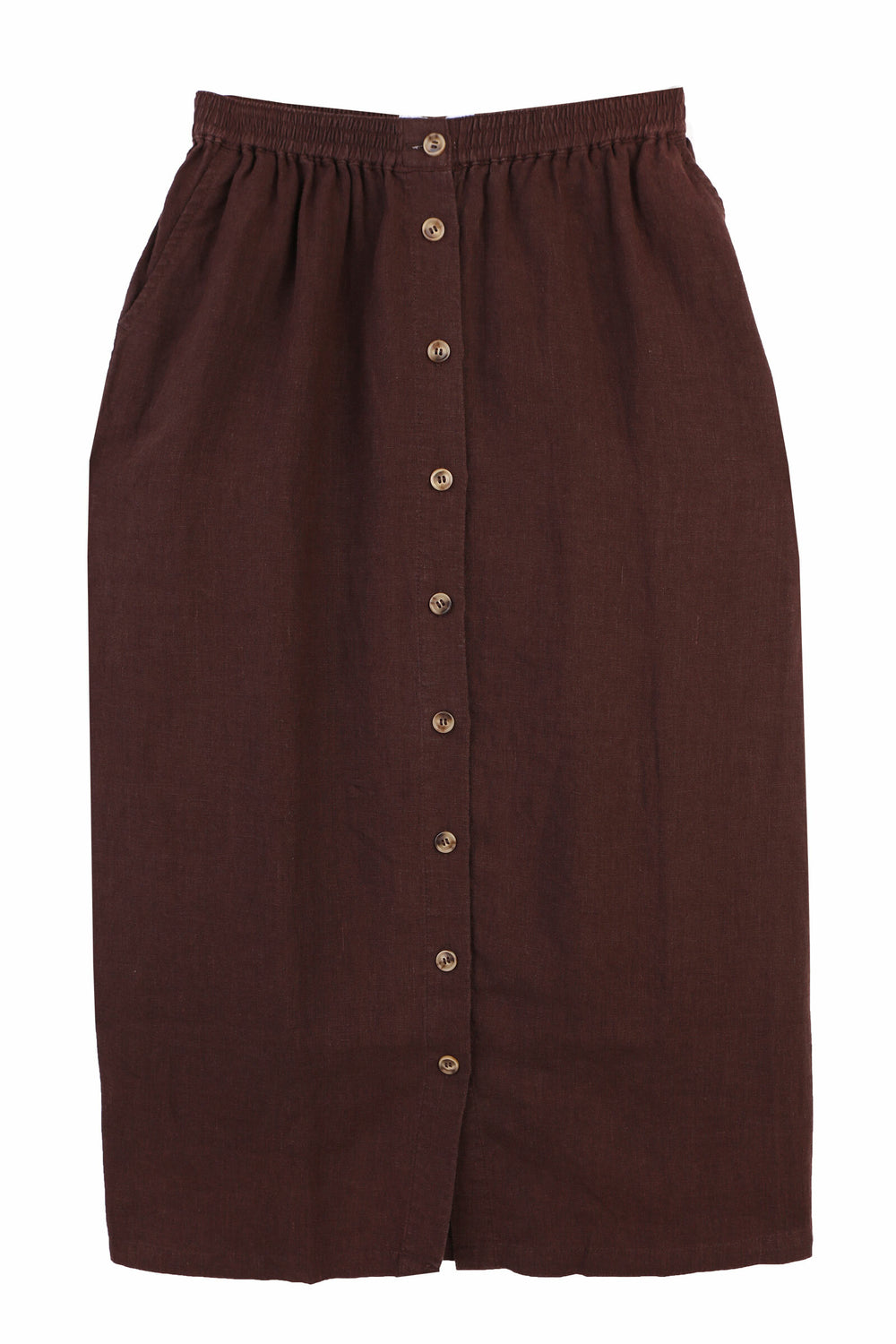 BASIC BUTTON FRONT SKIRT CHOCOLATE