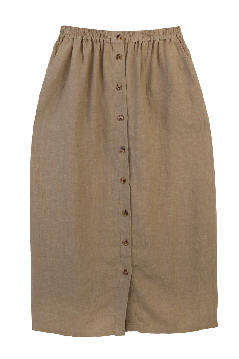 BASIC BUTTON FRONT SKIRT STONE