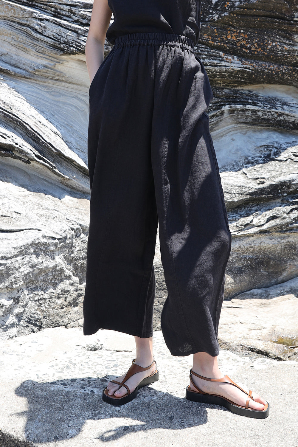 Basic Linen Trouser Black