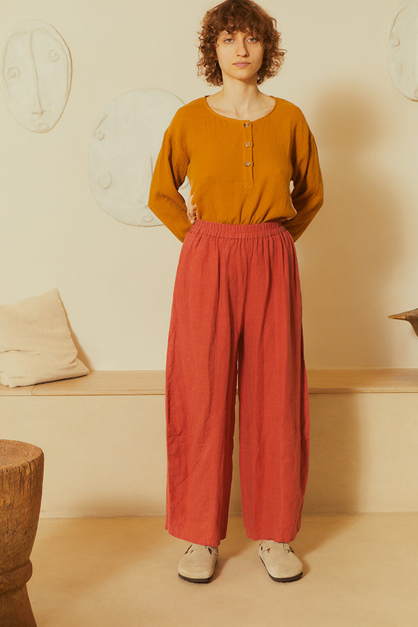 BASIC LINEN TROUSER PAPRIKA