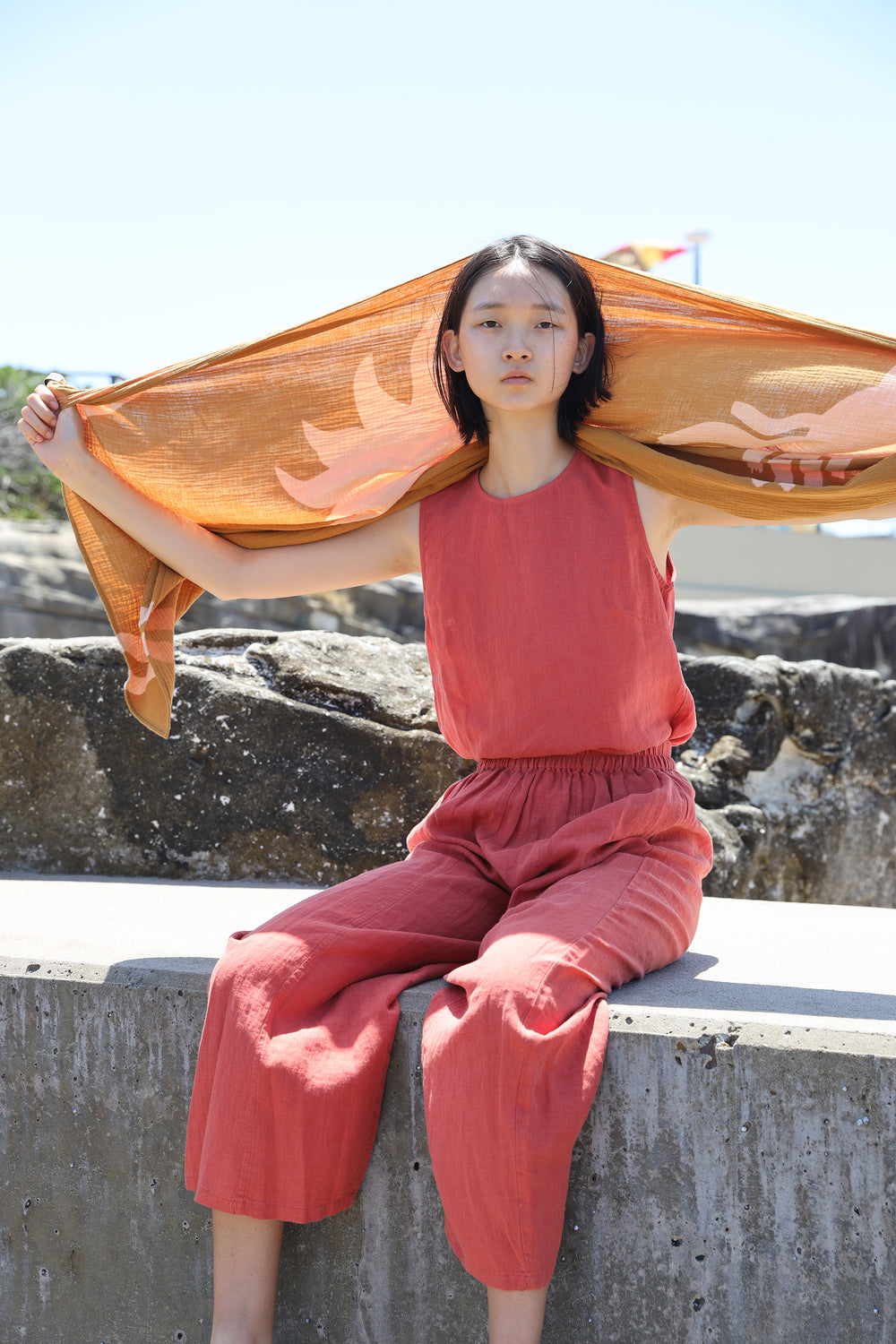 BASIC LINEN TROUSER PAPRIKA