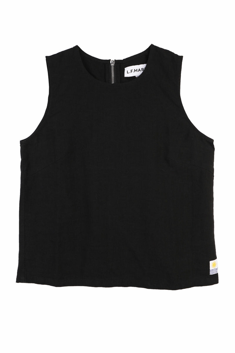 BASIC LINEN VEST BLACK