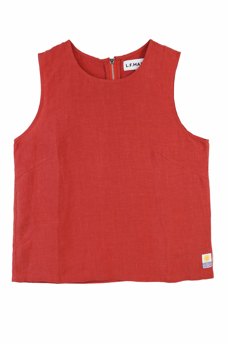 BASIC LINEN VEST PAPRIKA