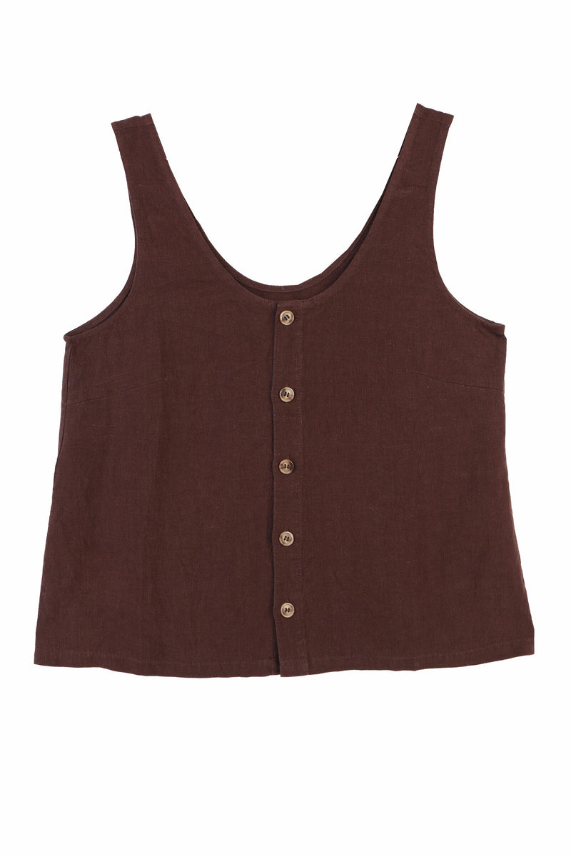 BASIC BUTTON FRONT TANK CHOCOLATE