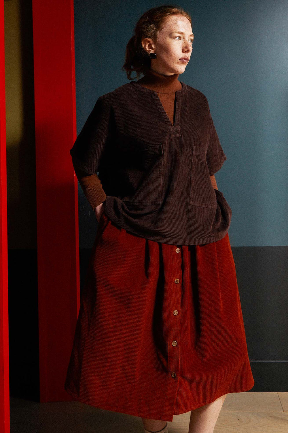Isaac Skirt Midi Rust