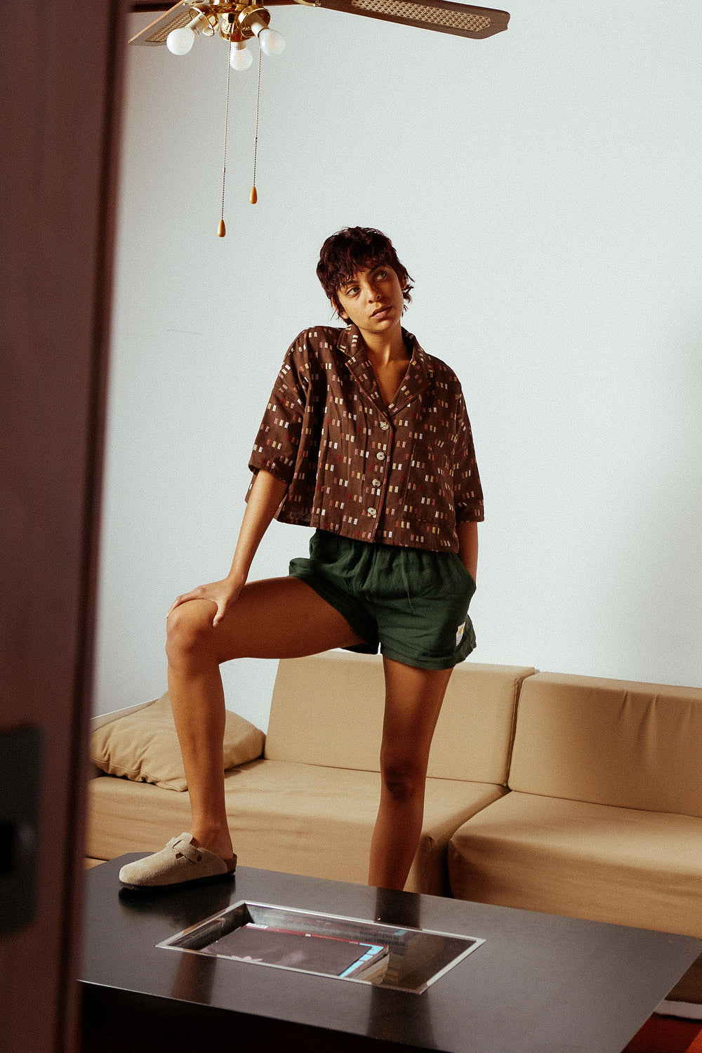 Basic Linen Shorts Hunter Green