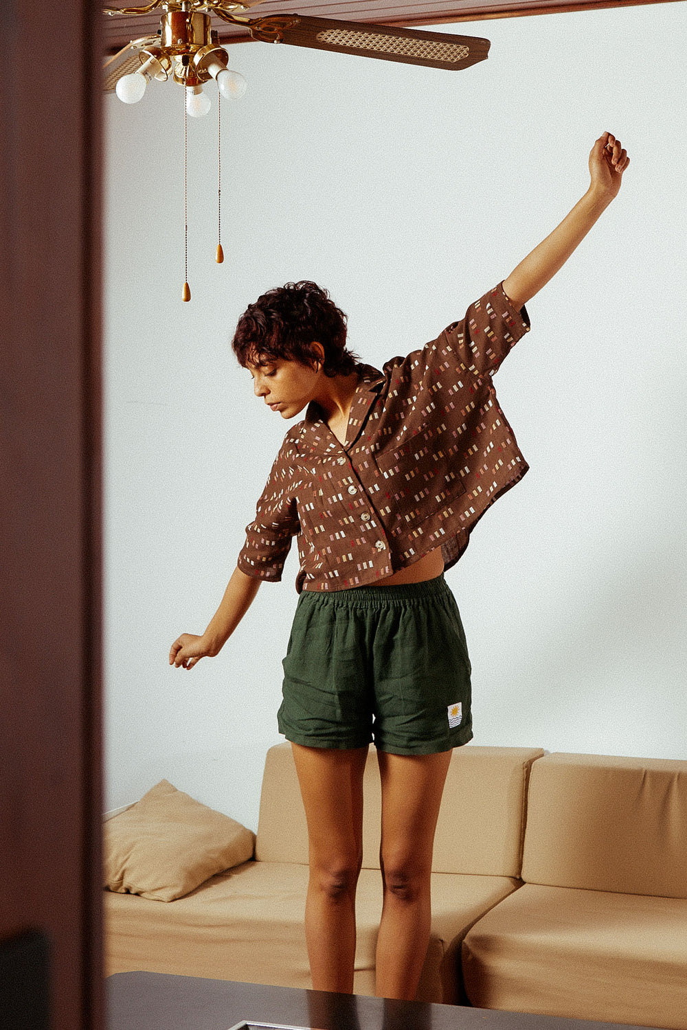 Basic Linen Shorts Hunter Green