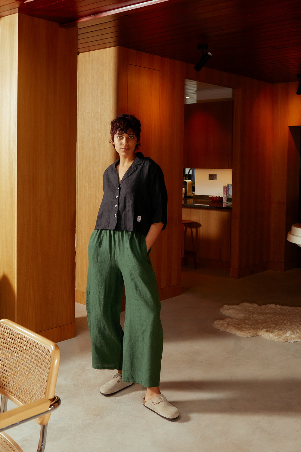 Basic Linen Trouser Hunter Green