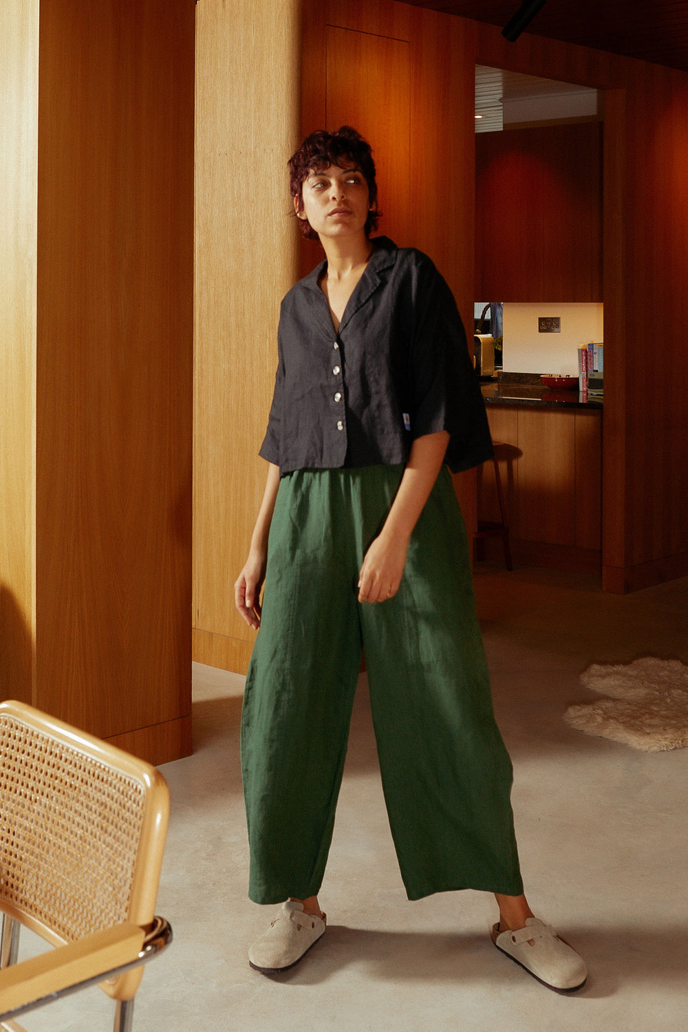 Basic Linen Trouser Hunter Green