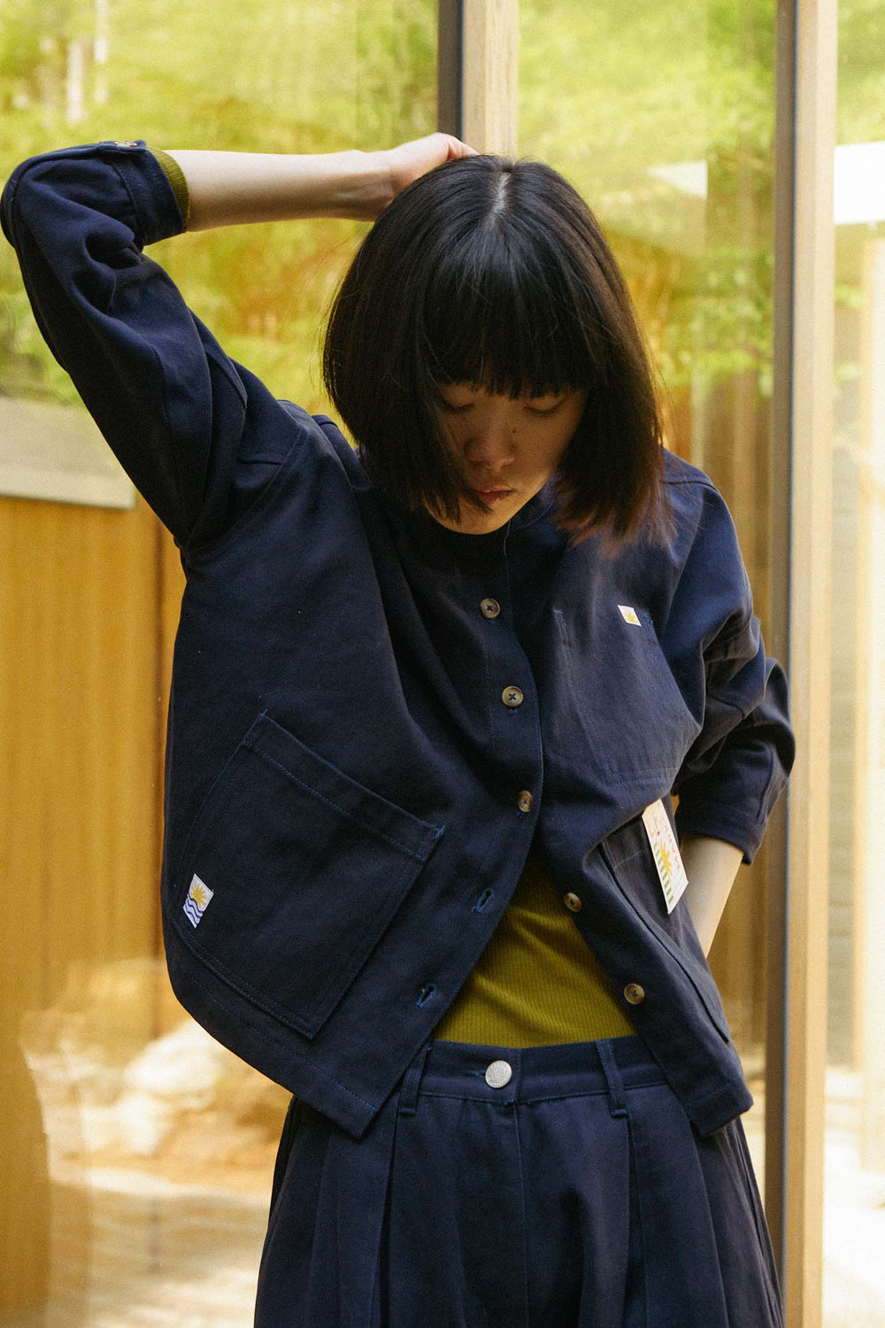 Wide Chore Coat Navy Drill