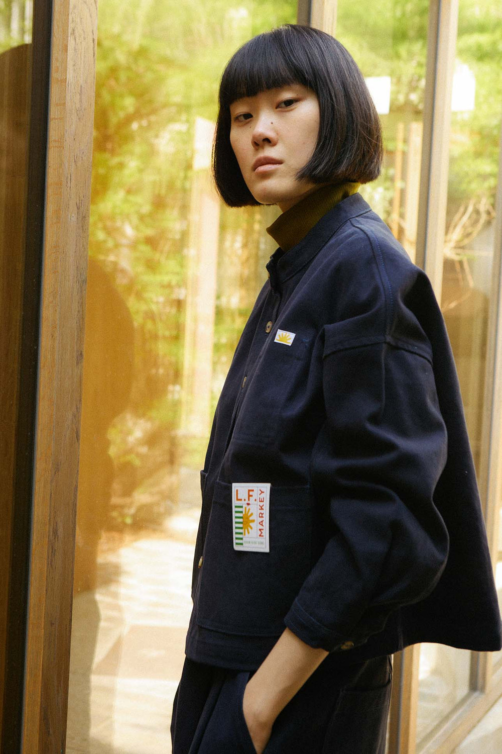 Wide Chore Coat Navy Drill