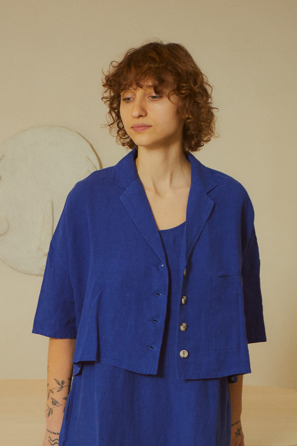 MAXIM LINEN SHIRT COBALT