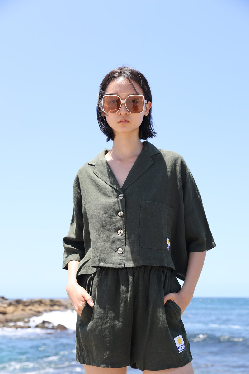MAXIM LINEN SHIRT DARK FOREST
