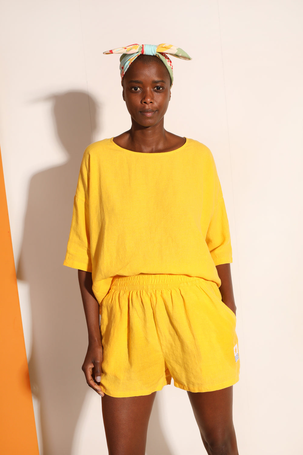 Basic Linen Shorts Canary