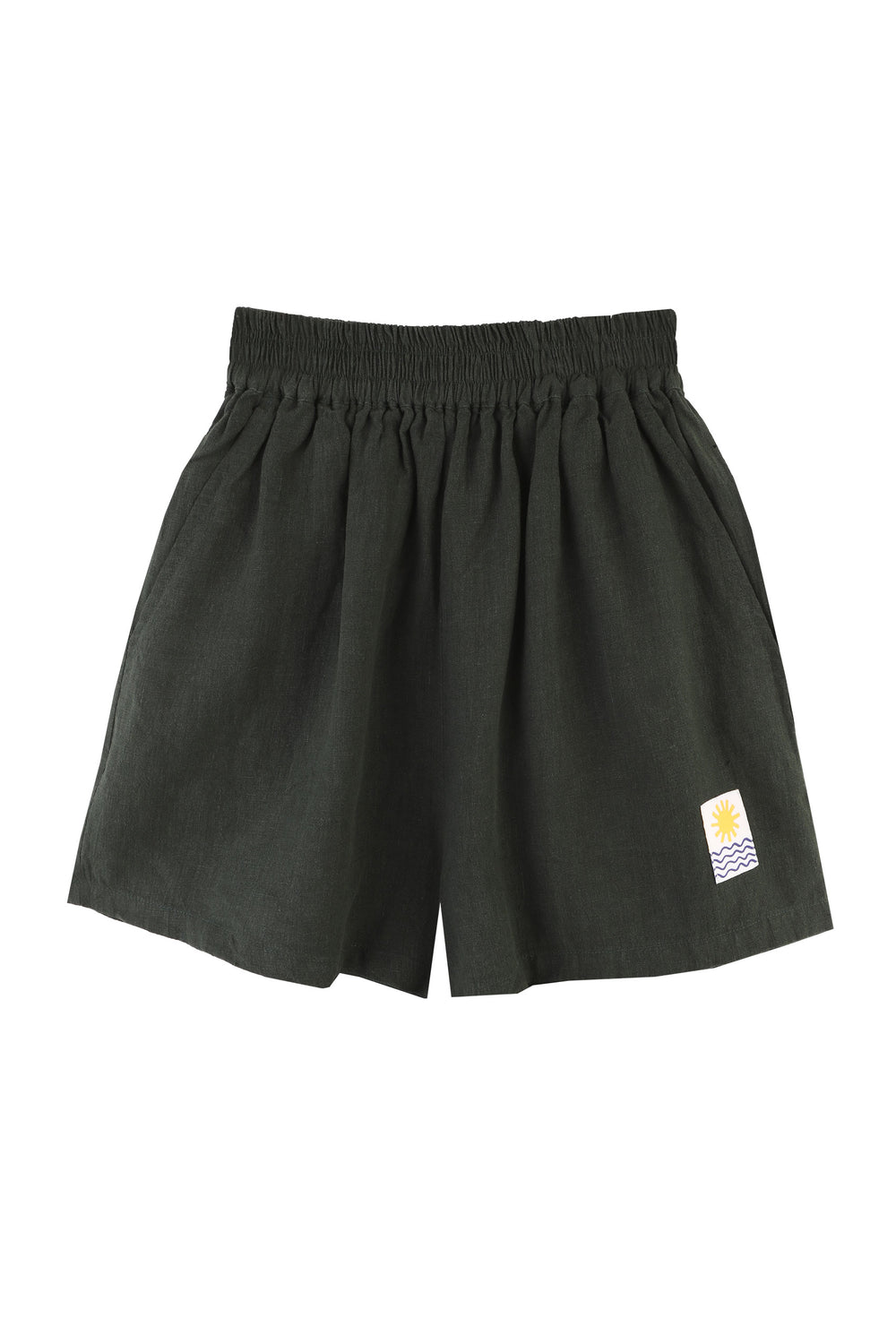 ベーシックリネンショートパンツ フォレストグリーン