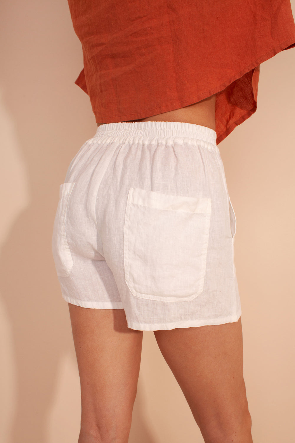 Basic Linen Shorts Ivory